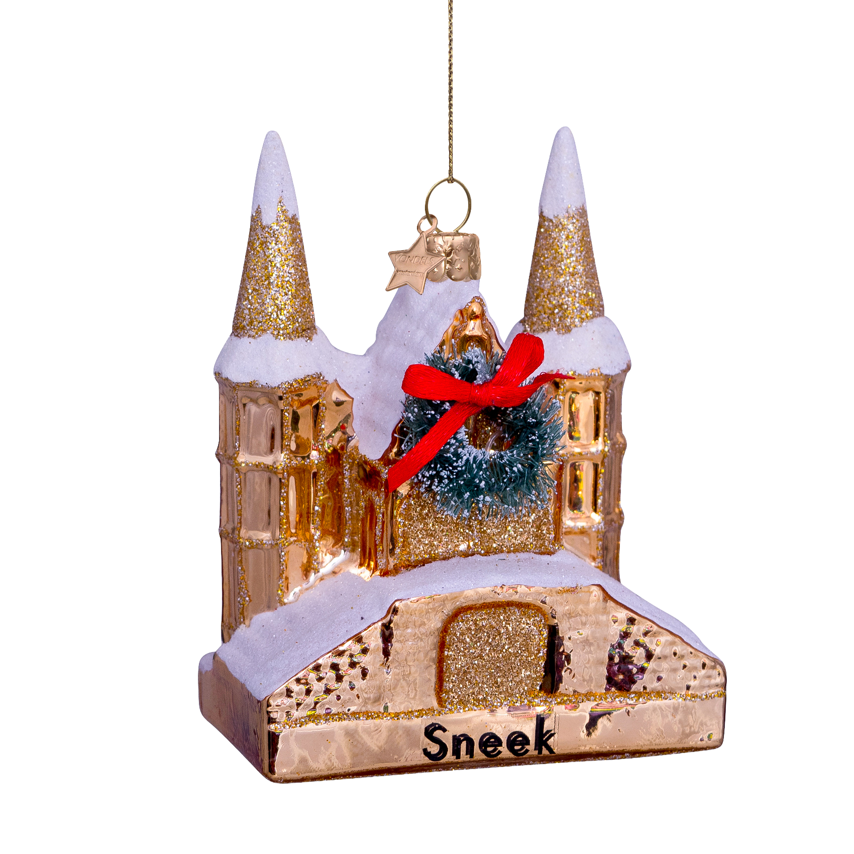 Ornament glass gold De Sneeker Waterpoort H9.5cm#