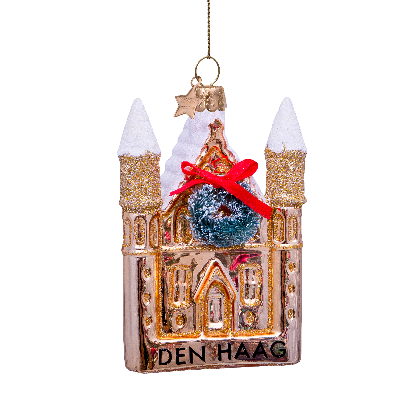 Ornament glass gold Ridderzaal Den Haag H9cm