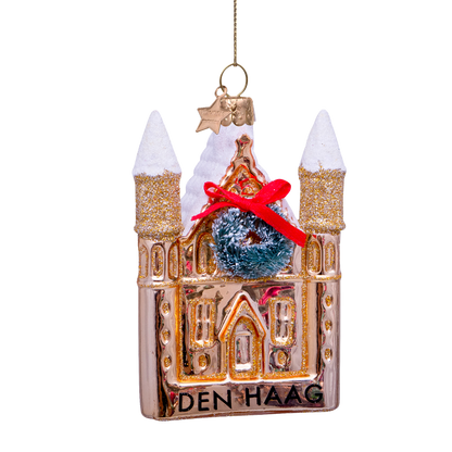 Ornament glass gold Ridderzaal Den Haag H9cm