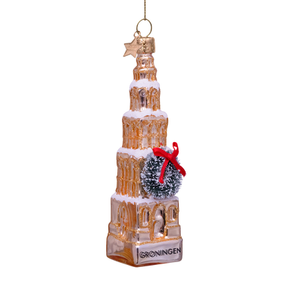 Ornament glass gold Martinitoren Groningen H12.5cm#