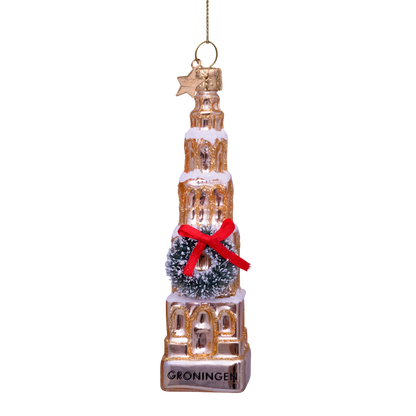 Ornament glass gold Martinitoren Groningen H12.5cm#