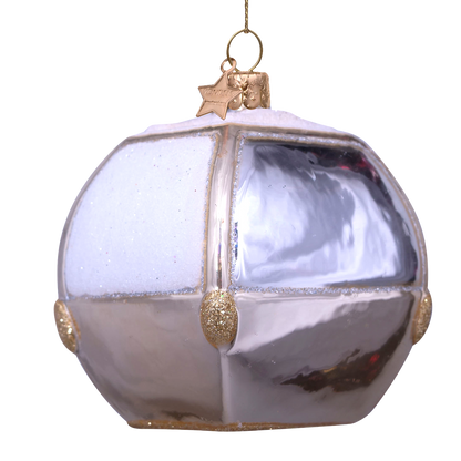 Ornament glass beige ski gondela H8cm