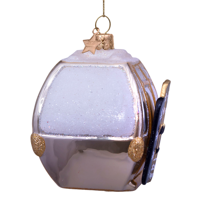 Ornament glass beige ski gondela H8cm