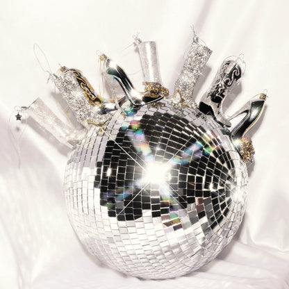 Ornament glass silver high heel w/bow H10.5cm