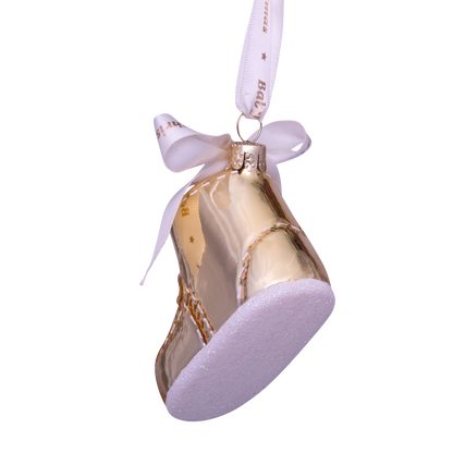Ornament glass gold baby's first Christmas shoe H6cm