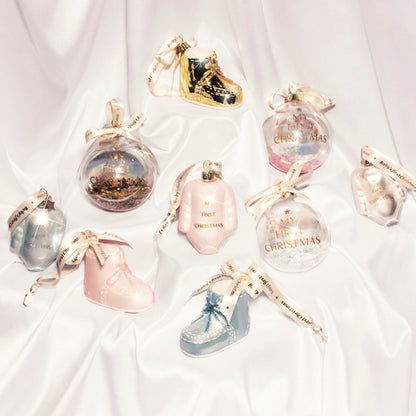 Ornament glass gold baby's first Christmas shoe H6cm