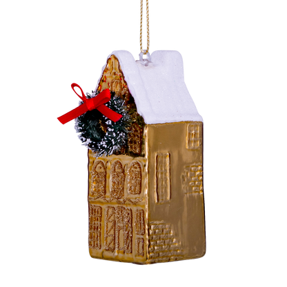 Ornament glass gold canal house H8.5cm