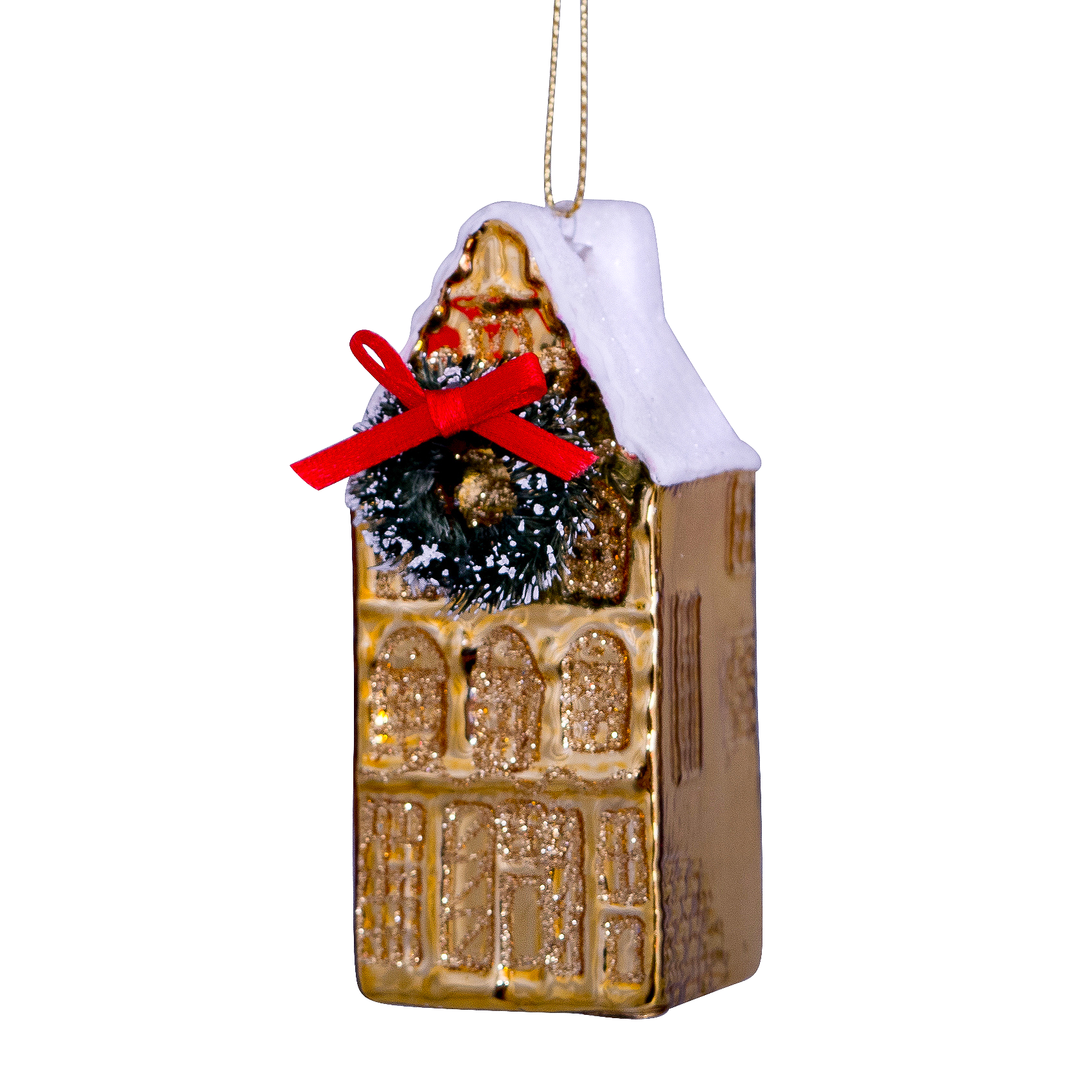 Ornament glass gold canal house H8.5cm