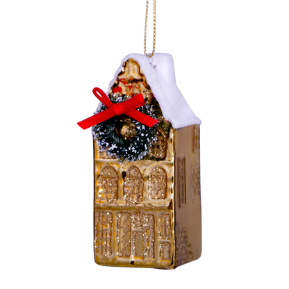 Ornament glass gold canal house H8.5cm