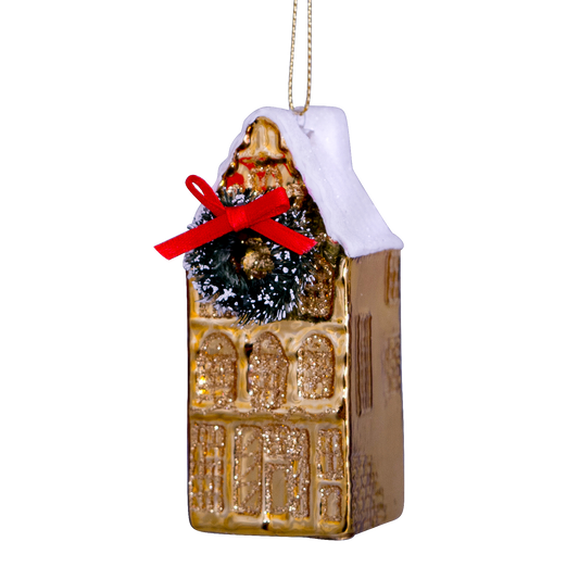 Ornament glass gold canal house H8.5cm