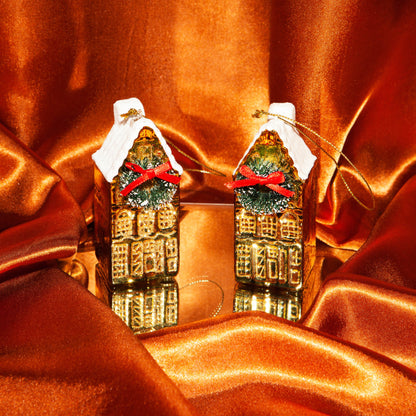 Ornament glass gold canal house H8.5cm