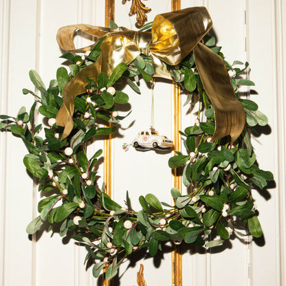 Ornament aus Glas: Hochzeitsauto mit dem Text „Just Married“, Höhe 4,5 cm