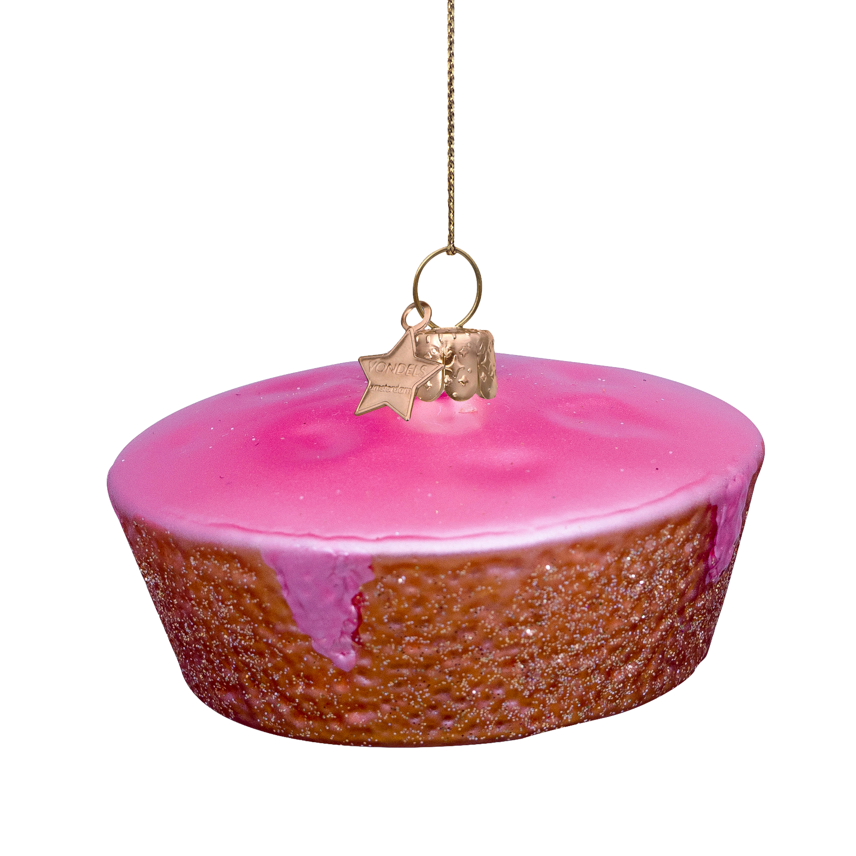 Ornament glass roze koek H4.5cm