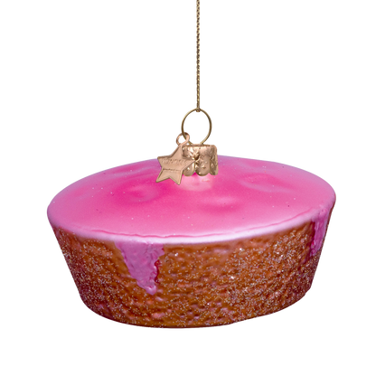 Ornament glass roze koek H4.5cm
