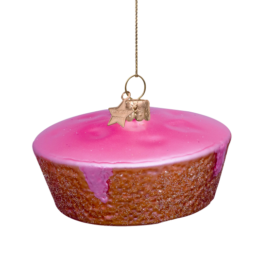 Ornament glass roze koek H4.5cm