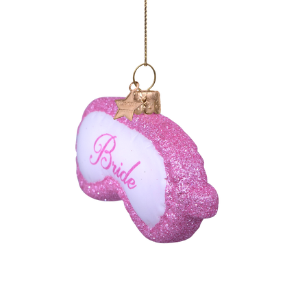 Ornament glass soft pink sleeping bride mask H4.5cm#