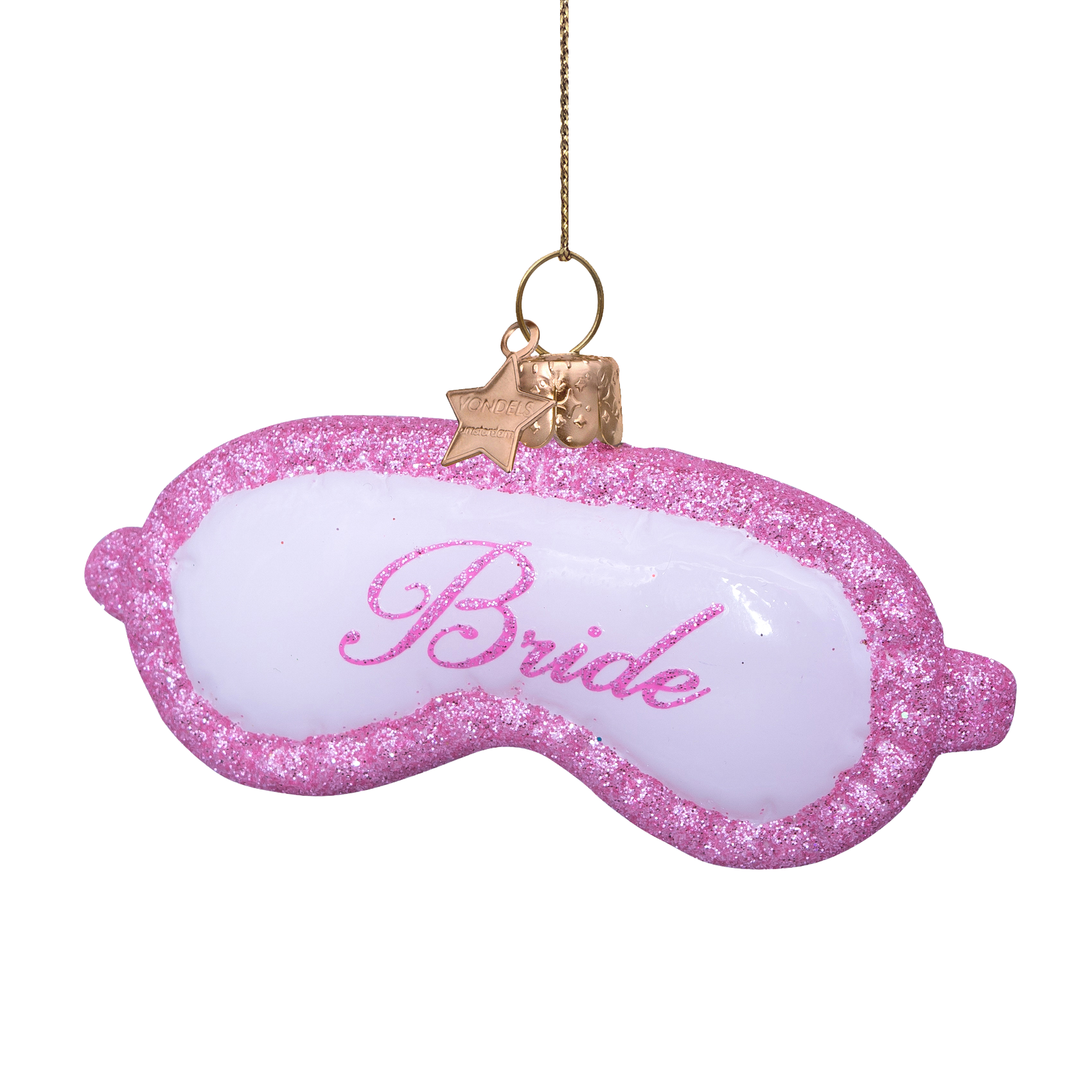 Ornament glass soft pink sleeping bride mask H4.5cm#