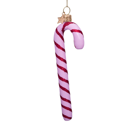 Ornament aus Glas, Liebesmotiv, rosa Zuckerstange, H 16,5 cm