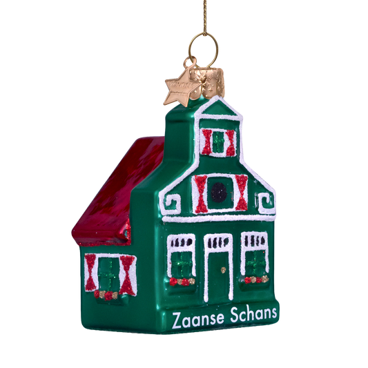 Ornament glass green Zaanse Schans H8cm
