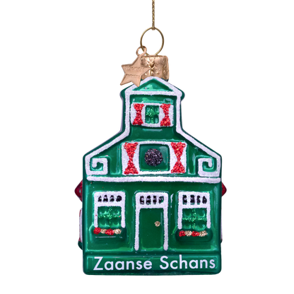 Ornament glass green Zaanse Schans H8cm