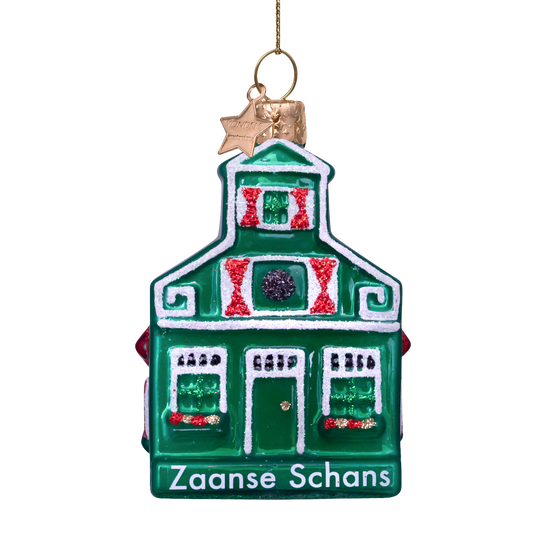 Ornament glass green Zaanse Schans H8cm