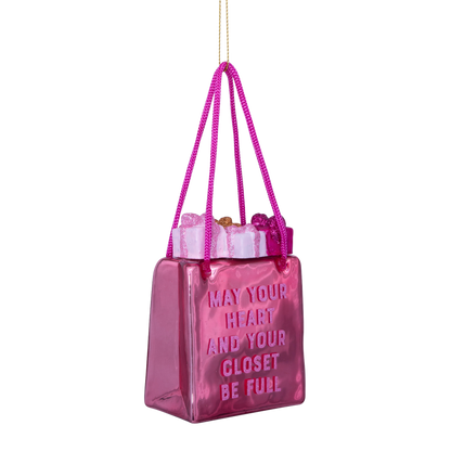 Dekorative Einkaufstasche aus Glas, orange-rosa, Höhe 8,5 cm