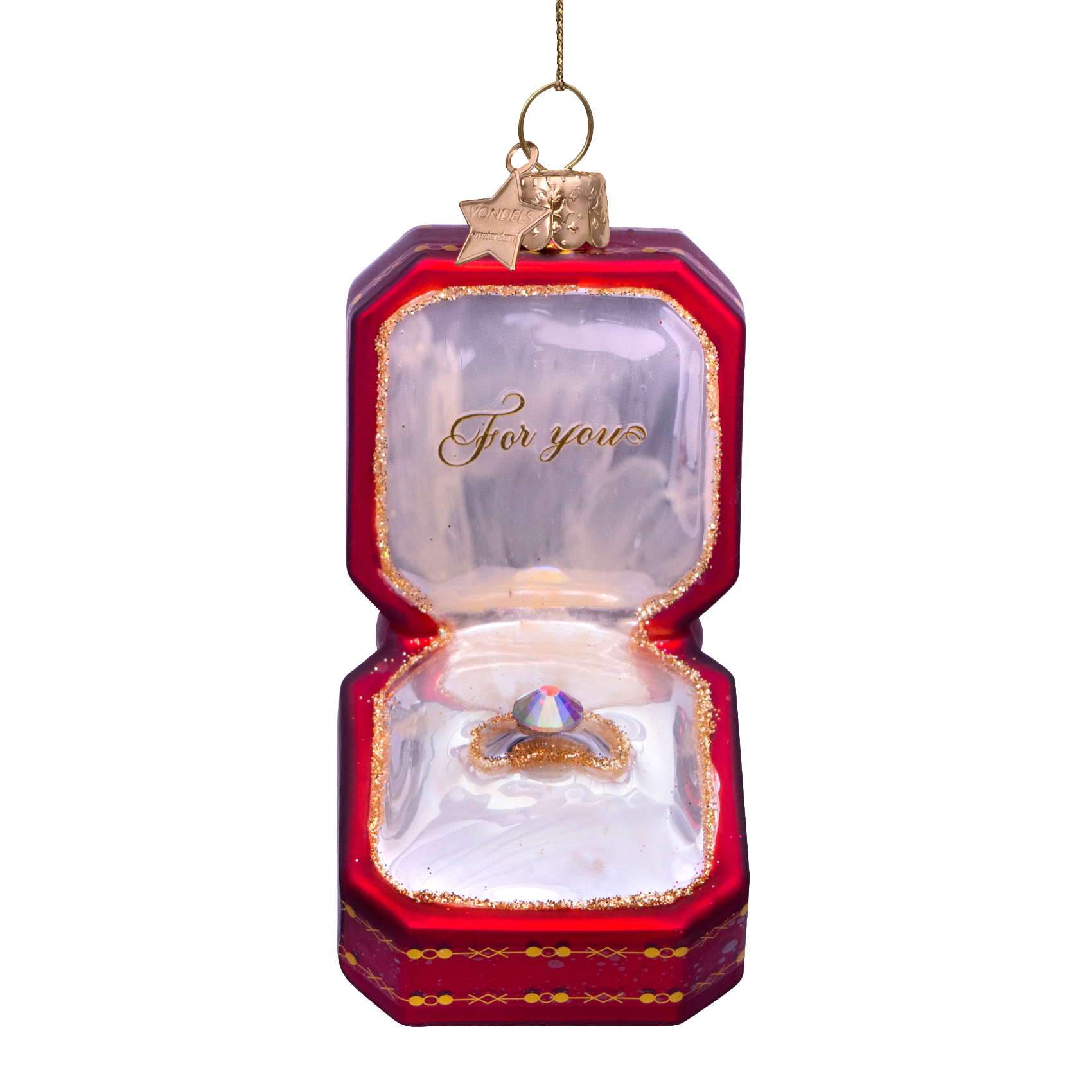 Ornamentglas rot für Ihre Ringbox H7,5cm#