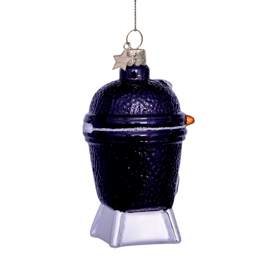 Ornament glass black egg BBQ H10cm
