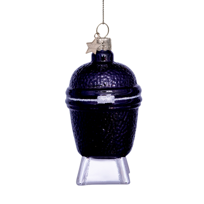Ornament glass black egg BBQ H10cm