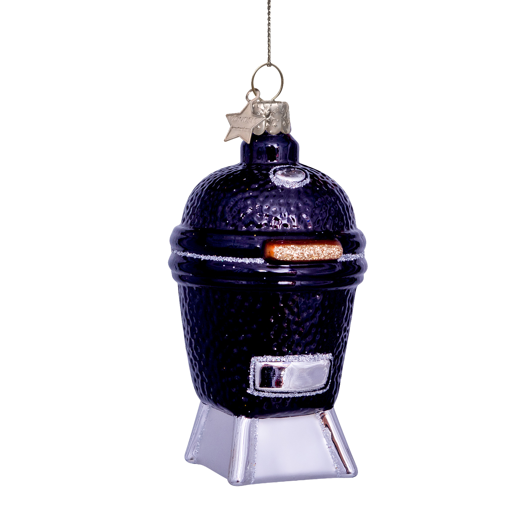 Ornament glass black egg BBQ H10cm