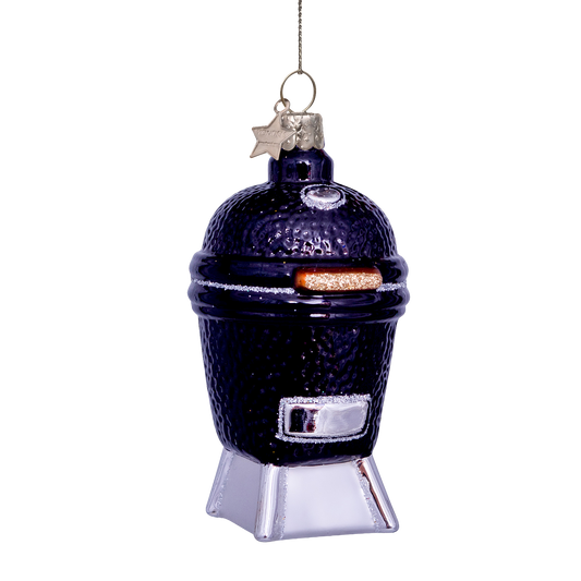 Ornament glass black egg BBQ H10cm