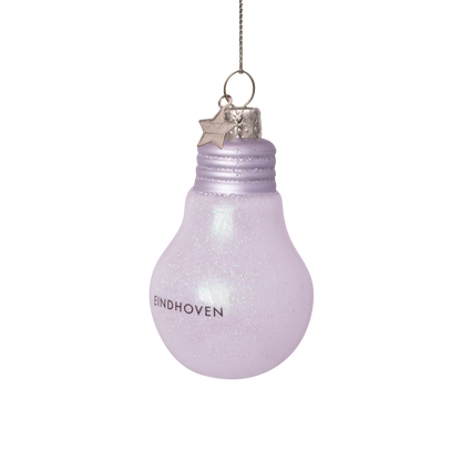 Ornament glass lamp glitter w/text Eindhoven H8cm