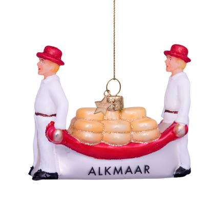 Ornament glass white kaasdragers Alkmaar H7cm#