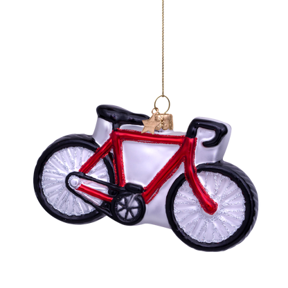 Ornament aus Glas, rotes Rennrad, H7cm