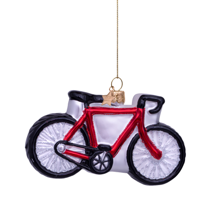 Ornament aus Glas, rotes Rennrad, H7cm