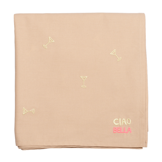 Embroidered table cloth cocktails warm beige 260cmx140cm#