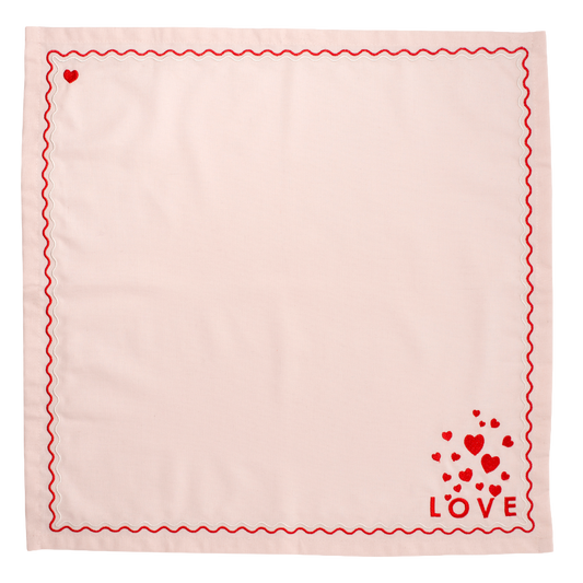 Embroidered napkins LOVE soft pink 45cm Pack of 2#