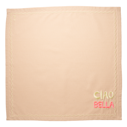 Embroidered napkins CIAO BELLA warm beige 45cm Pack of 2#