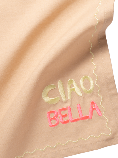 Embroidered napkins CIAO BELLA warm beige 45cm Pack of 2#