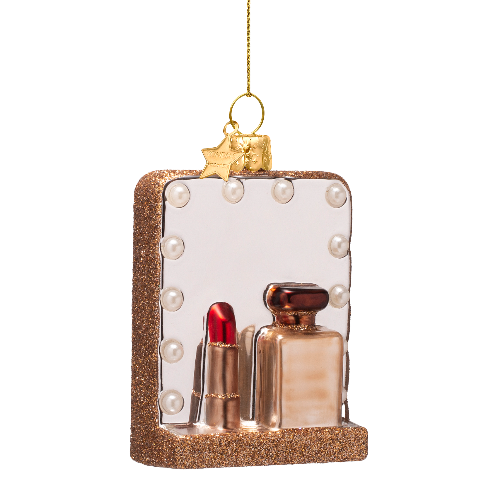 Ornament glass multicolor varity mirror w/lights H8.5cm