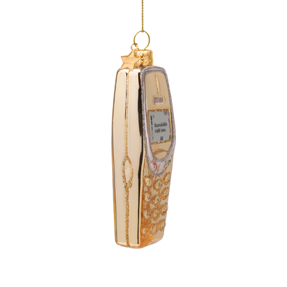 Ornament glass shiny gold cellphone H10cm