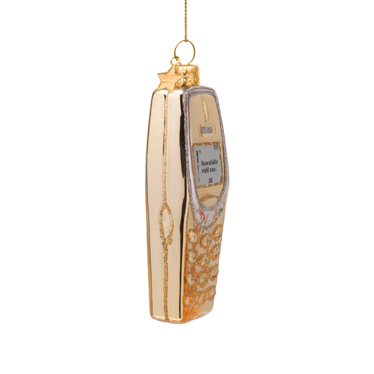Ornament glass shiny gold cellphone H10cm