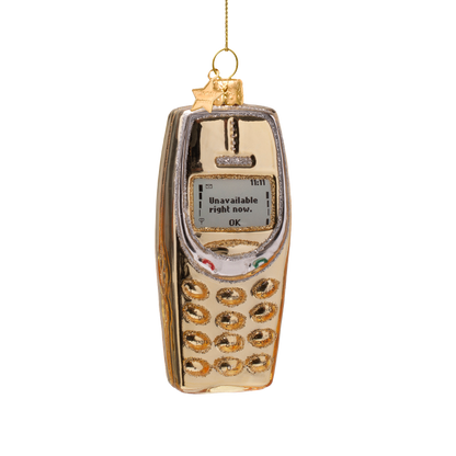 Ornament glass shiny gold cellphone H10cm