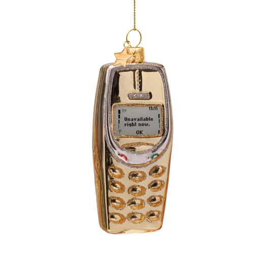 Ornament glass shiny gold cellphone H10cm