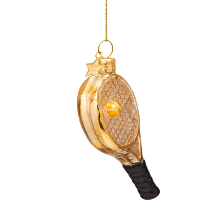 Dekorativer goldener Tennisschläger aus Glas, Höhe 9,5 cm