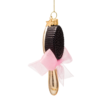 Ornament glass shiny gold hair brush H11cm