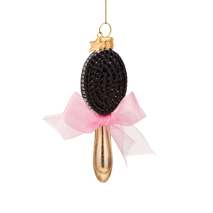 Ornament glass shiny gold hair brush H11cm