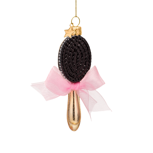 Ornament glass shiny gold hair brush H11cm