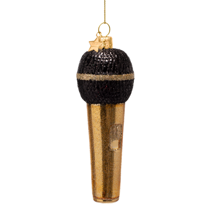 Ornament glass shiny gold microphone H12.5cm