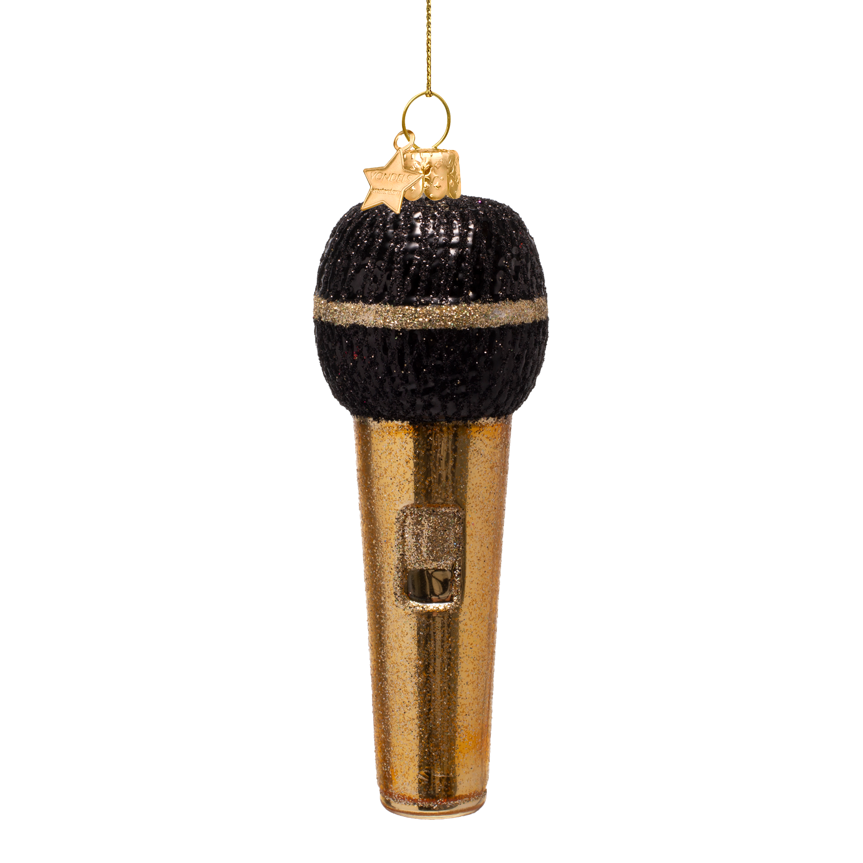 Ornament glass shiny gold microphone H12.5cm